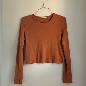 Rusty Orange Long Sleeve Crop Top
